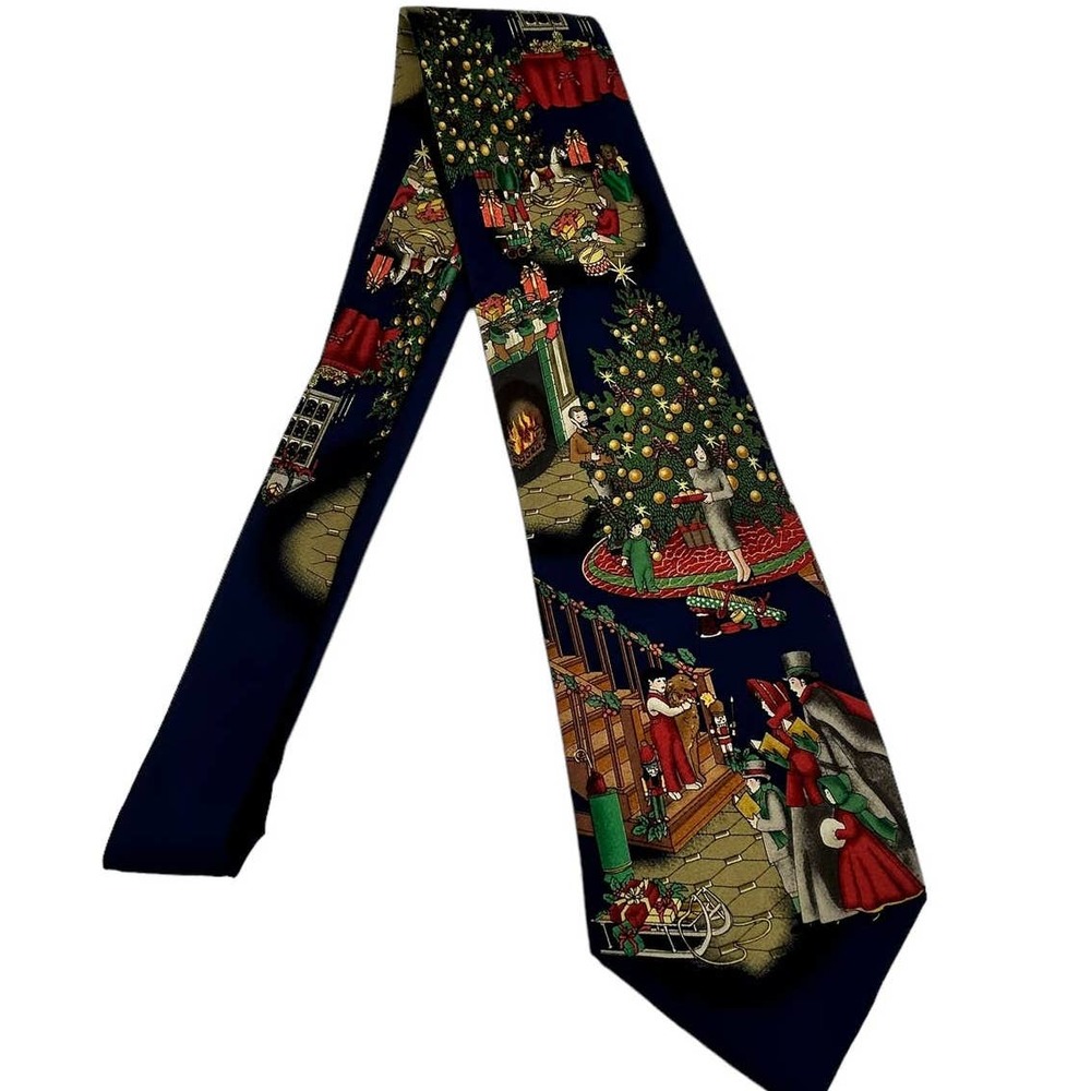 HOLIDAY CHRISTMAS SCENES ALL OVER PRINT MEN’S SILK TIE